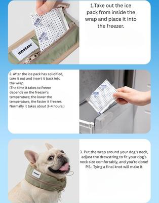 Show full view: EYS HiDREAM Cooling Ice Neck Wrap with Insertable Dog Ice Pack, Green, Medium slide 5 of 7