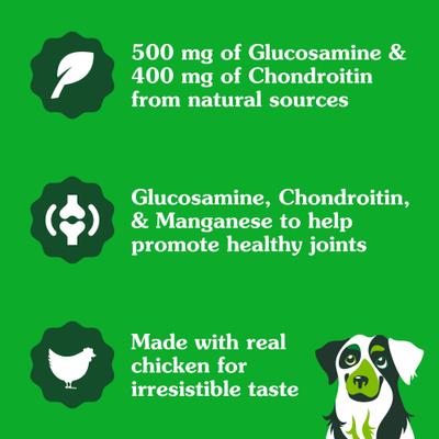 Show full view: Greenies Hip & Joint Chicken Flavored Soft Chew Glucosamine Joint Supplement for Dogs, 160 count slide 4 of 12