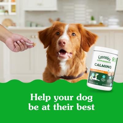 Show full view: Greenies Calming Chicken Flavored Soft Chew Calming Supplement for Dogs, 80 count slide 9 of 11