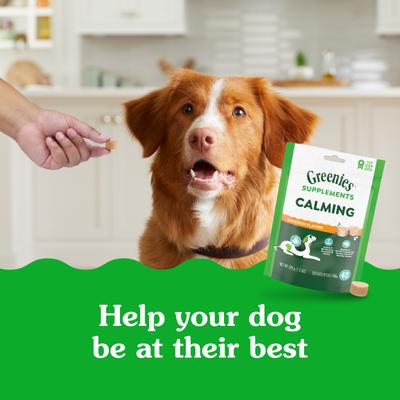 Show full view: Greenies Calming Chicken Flavored Soft Chew Calming Supplement for Dogs, 40 count slide 9 of 11