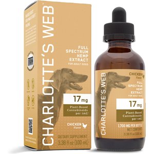 Charlotte's Web Full Spectrum Hemp Extract Chicken Flavored Liquid Calming Supplement for Dogs, 100-ml bottle