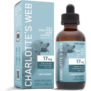 Charlotte's Web Full Spectrum Hemp Extract Unflavored Liquid Calming Supplement for Dogs, 100-ml bottle