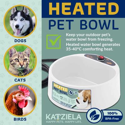 Show full view: Katziela Anti-Bite Cord Heated Dog Water Bowl, White, 8-cup slide 3 of 5