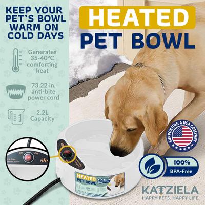 Show full view: Katziela Anti-Bite Cord Heated Dog Water Bowl, White, 8-cup slide 2 of 5