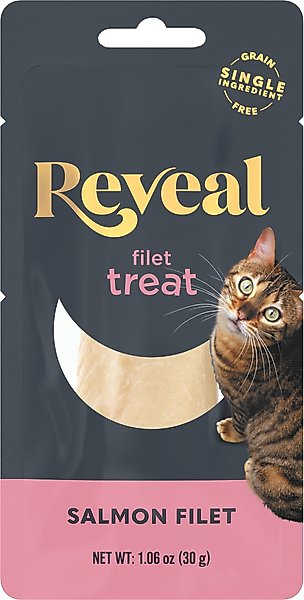 Reveal Whole Salmon Loin Single Ingredient Grain-Free Cat Treats, 1.06-oz bag