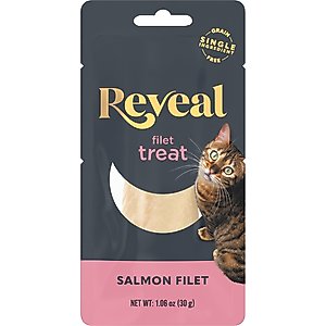 Reveal Whole Salmon Loin Single Ingredient Grain-Free Cat Treats, 1.06-oz bag, 1 count