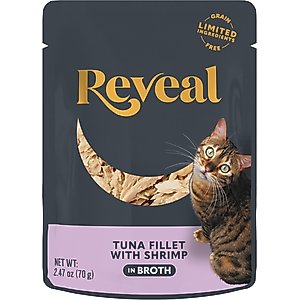 Reveal Natural Grain-Free Tuna with Shrimp in Broth Flavored Wet Cat Food, 2.47-oz pouch, case of 24