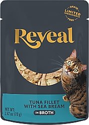 Reveal Natural Grain-Free Tuna with Sea Bream in Broth Flavored Wet Cat Food, 2.47-oz pouch, case of 12