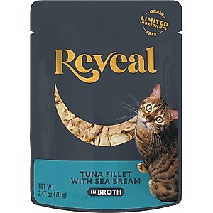 Reveal Natural Grain-Free Tuna with Sea Bream in Broth Flavored Wet Cat Food, 2.47-oz pouch, case of 12