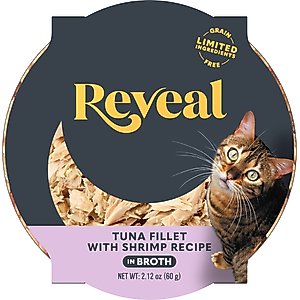Reveal Natural Grain-Free Tuna with Shrimp in Broth Flavored Wet Cat Food, 2.12-oz pot, case of 18