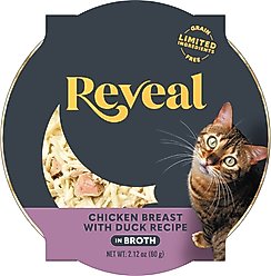 Reveal Natural Grain-Free Chicken with Duck in Broth Flavored Wet Cat Food, 2.12-oz pot, case of 18