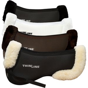 ThinLine Trifecta Horse Half Saddle Pad with Sheepskin Rolls, Black, Medium