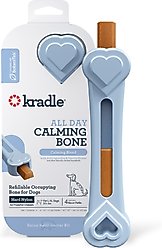 Kradle All Day Calming 8-inch Nylon Dog Bone Toy with Bacon Flavored Dog Treat Refill, 4 count