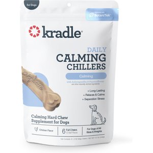 Kradle Calming Chillers Chicken Flavored Hard Chew Calming Supplement for Dogs, 6 count
