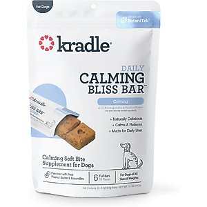 Kradle Calming Bliss Bar Peanut Butter & Bacon Flavored Soft & Chewy Calming Supplement for Dogs, 6 count