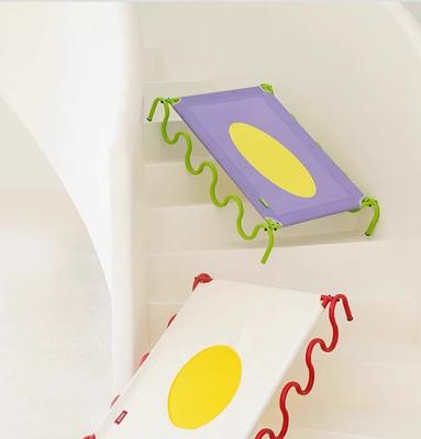 Show full view: ZEZE Wavy Army Elevated Dog Bed, Medium, White/Yellow slide 9 of 10