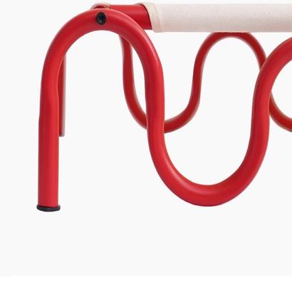 Show full view: ZEZE Wavy Army Elevated Dog Bed, Medium, White/Yellow slide 7 of 10