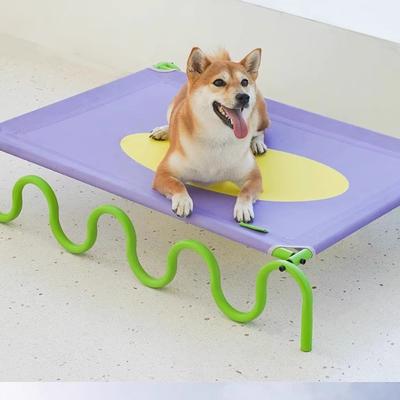 Show full view: ZEZE Wavy Army Elevated Dog Bed, Medium, Purple/Yellow slide 9 of 11