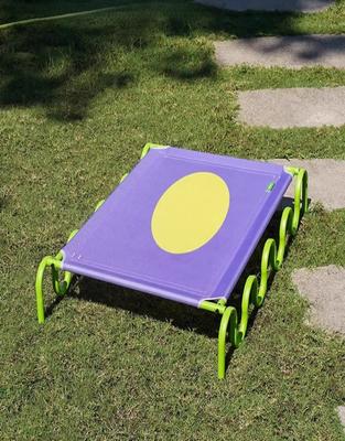 Show full view: ZEZE Wavy Army Elevated Dog Bed, Medium, Purple/Yellow slide 8 of 11