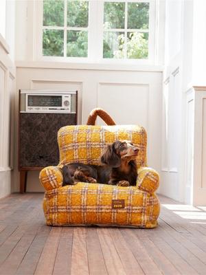 Show full view: ZEZE Plaid Vintage Furniture Style Sofa Dog Bed, Yellow, Medium slide 6 of 8