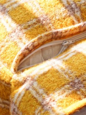 Show full view: ZEZE Plaid Vintage Furniture Style Sofa Dog Bed, Yellow, Medium slide 5 of 8