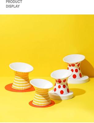 Show full view: ZEZE Polka Dot Ceramic Elevated Cat Bowl, Red, 2-cup slide 8 of 9