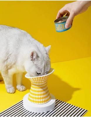 Show full view: ZEZE Diamond-Shaped Ceramic Elevated Dog Bowl, Yellow, 3-cup slide 6 of 10