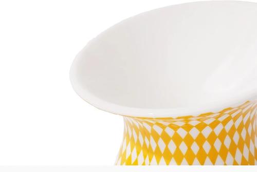 Show full view: ZEZE Diamond-Shaped Ceramic Elevated Dog Bowl, Yellow, 3-cup slide 7 of 10