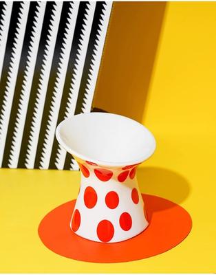 Show full view: ZEZE Polka Dot Ceramic Elevated Cat Bowl, Red, 2-cup slide 4 of 9