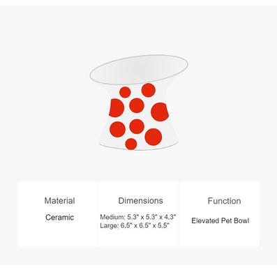 Show full view: ZEZE Polka Dot Ceramic Elevated Cat Bowl, Red, 2-cup slide 9 of 9