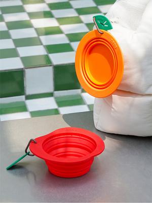 Show full view: ZEZE Collapsible Silicone Dog Bowl, Orange, 3-cup slide 6 of 7
