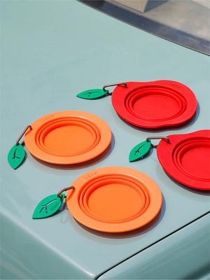 Show full view: ZEZE Collapsible Silicone Dog Bowl, Orange, 3-cup slide 4 of 7