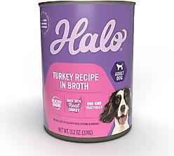 Halo Holistic Turkey Recipe in Broth Adult Canned Dog Food, 13.2-oz, case of 6