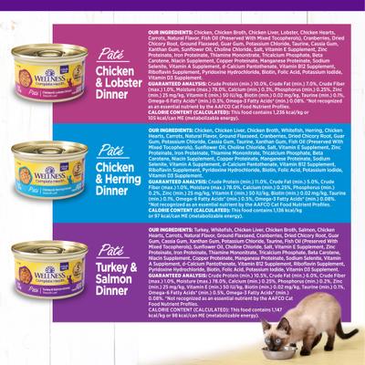 Show full view: Wellness Complete Health Seafood Pate Favorites Canned Cat Food, 3-oz can, case of 12 slide 8 of 11