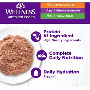 Wellness Complete Health Chicken & Turkey Pate Favorites Canned Cat Food, 3-oz can, case of 12
