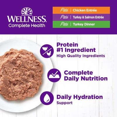 Show full view: Wellness Complete Health Chicken & Turkey Pate Favorites Canned Cat Food, 3-oz, case of 24 slide 3 of 11