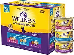 Wellness Complete Health Seafood Pate Favorites Canned Cat Food, 3-oz, case of 24