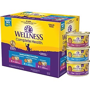 Wellness Complete Health Seafood Pate Favorites Canned Cat Food, 3-oz, case of 24