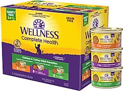 Wellness Complete Health Chicken & Turkey Pate Favorites Canned Cat Food, 3-oz, case of 24