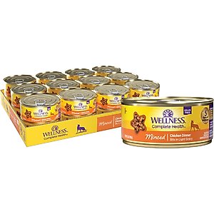 Wellness Complete Health Minced Chicken Dinner Grain-Free Canned Cat Food, 5.5-oz, case of 24
