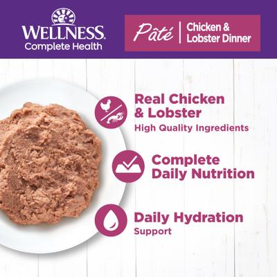 Show full view: Wellness Complete Health Chicken & Lobster Formula Canned Cat Food, 5.5-oz, case of 24 slide 3 of 12