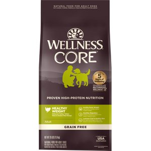 Wellness CORE Grain-Free Healthy Weight Turkey & Chicken Dry Dog Food, 26-lb bag