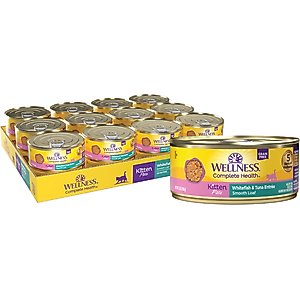 Wellness Complete Health Kitten Whitefish & Tuna Formula Grain-Free Canned Cat Food, case of 24, 5.5-oz
