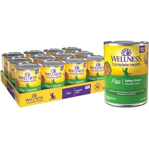 Wellness Complete Health Turkey Formula Grain-Free Natural Canned Cat Food, 12.5-oz, case of 12