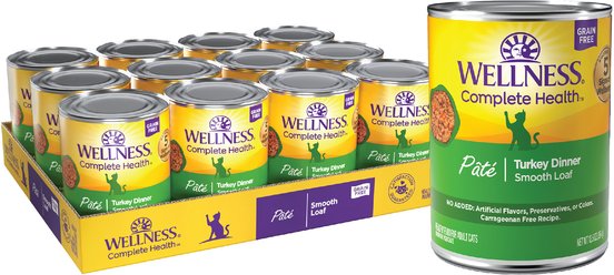 Wellness Complete Health Pate Turkey Natural Grain-Free Wet Cat Food, 12.5-oz can, case of 12