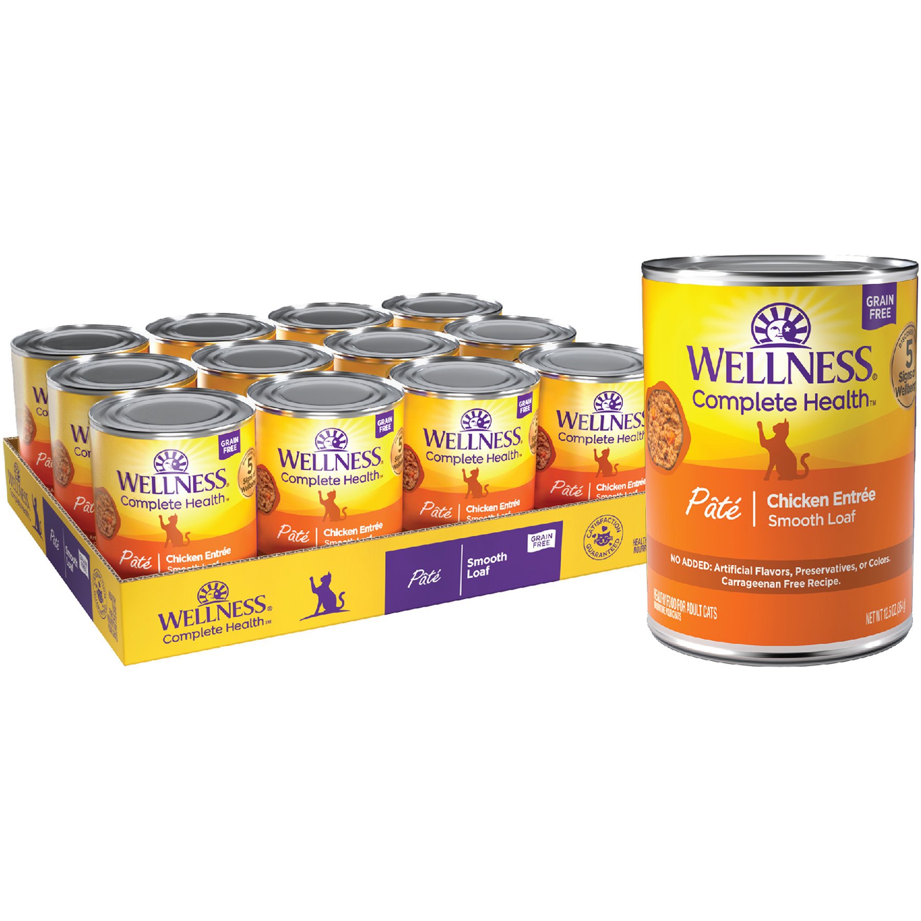 Wellness Complete Health Chicken Canned Cat Food, 12.5-oz, case of 12