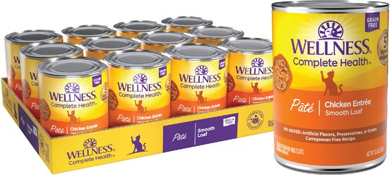 Wellness Complete Health Pate Chicken Entree Natural Grain-Free Wet Cat Food, 12.5-oz can, case of 12