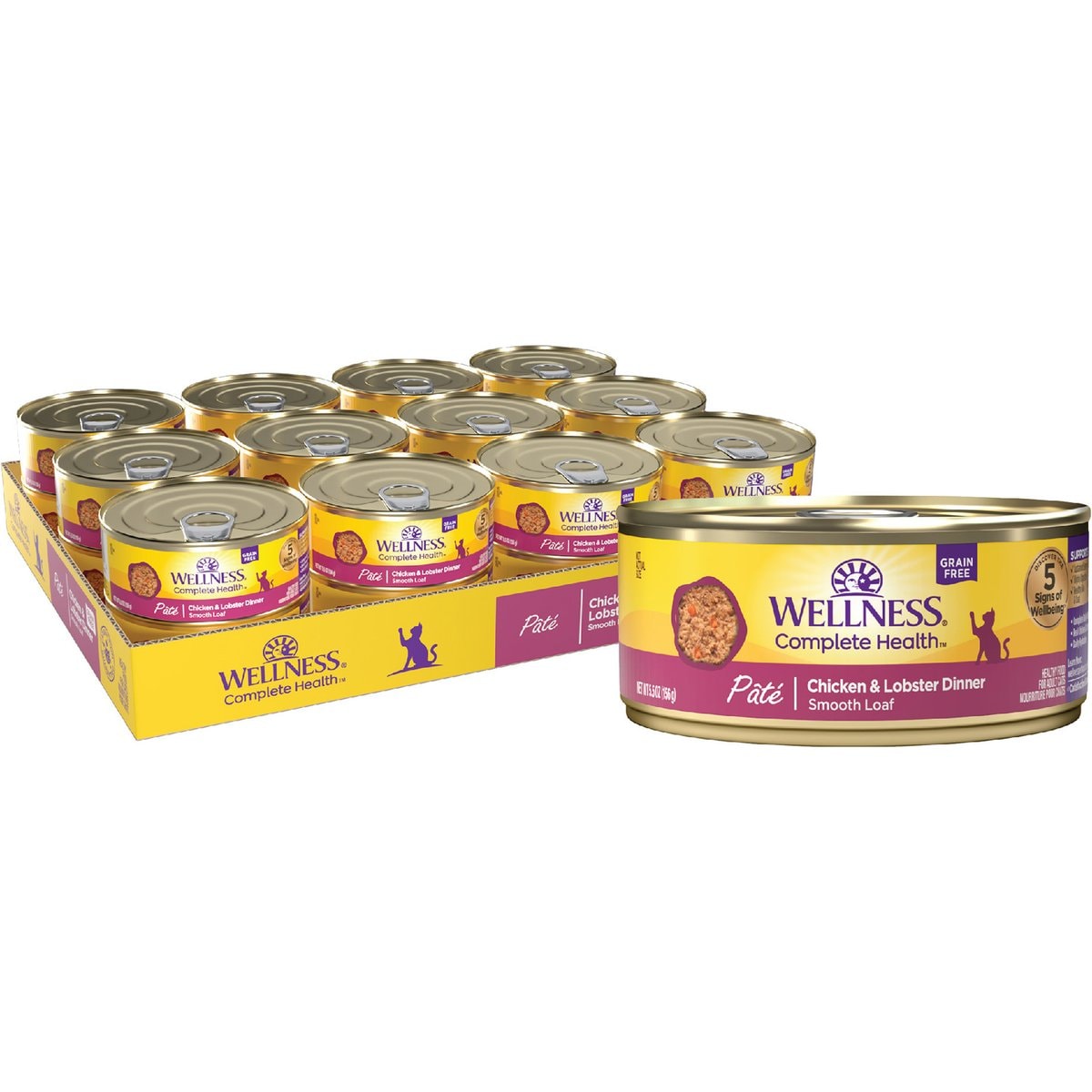 Wellness Complete Health Chicken & Lobster Cat Food, 5.5-oz, 24 ct