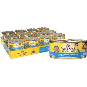 Wellness Complete Health Chicken & Herring Formula Grain-Free Canned Cat Food, 5.5-oz, case of 24