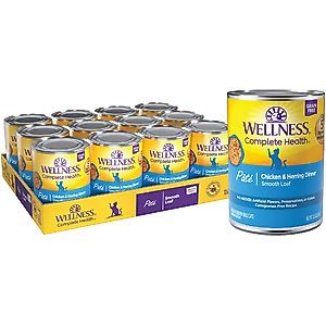 Wellness Complete Health Chicken & Herring Formula Grain-Free Canned Cat Food, 12.5-oz, case of 12